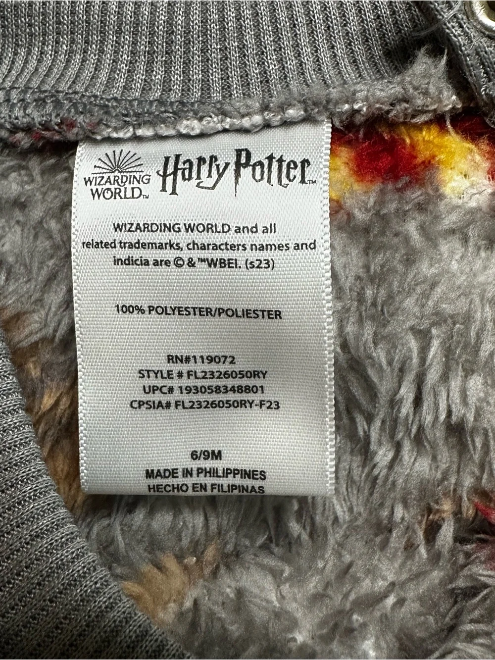 Harry Potter Baby 6-9M Sherpa Fleece Lounge Set Gray Wizarding World